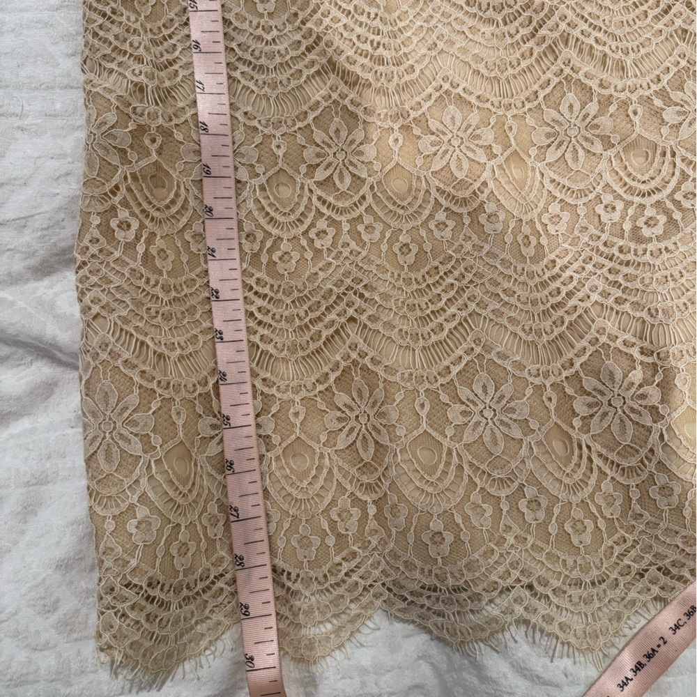 NWT Lan Ting Bride off white cream Lace mini Length shift Dress scalloped - Picture 6 of 7